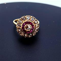 Vintage Ruby Unisex Stone & Diamond Ring 13 Diamonds 1.53 Carat T.W.